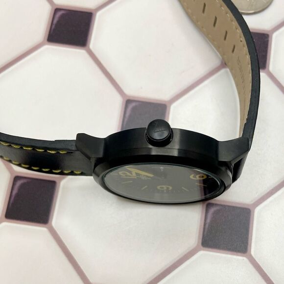 August Steiner Bold Black & Yellow Watch Leather Strap Contrast Stitching - Picture 13 of 16